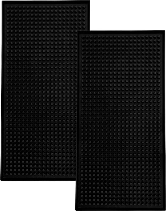 S&T INC. Rubber Bar Mat for Countertop, Non-Slip Bar Mat for Home Bar Cart,  Coffee Maker Mat for Countertops, 5.9 Inch x 11.8 Inch, Black with White