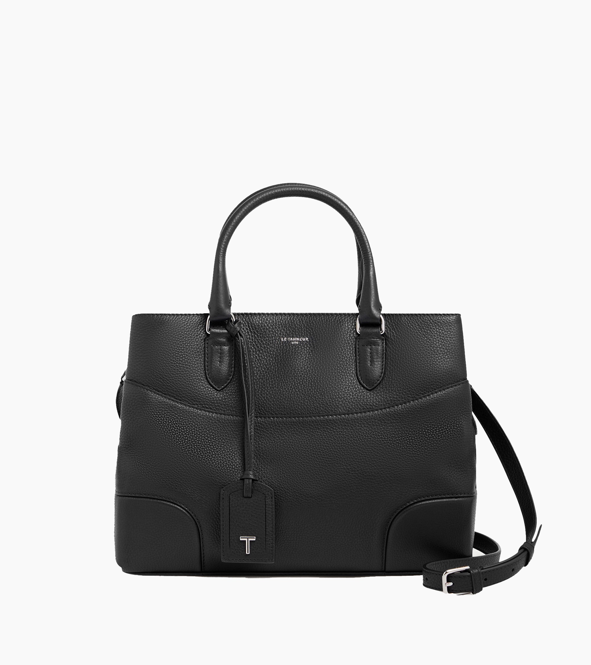 Romy medium handbag in smooth grained leather Black