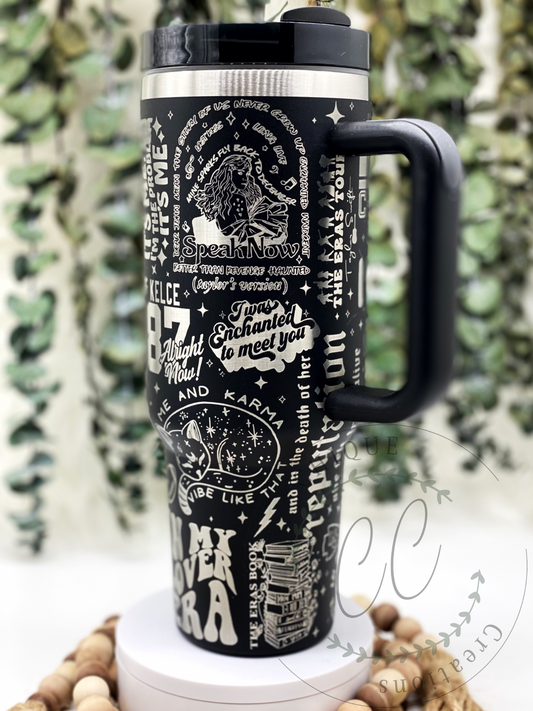 Laser Engraved Taylor Swift Tumbler With Handle, Stanley, Eras Tour –  ChiqueCreations