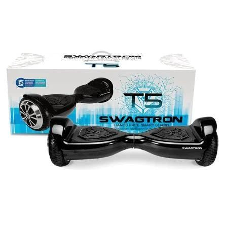 (Recertified) Swagtron T5 Entry Level Hoverboard for Kids and Young Adults; Optional Learning Mode; Patented Battery Protection (Black)
