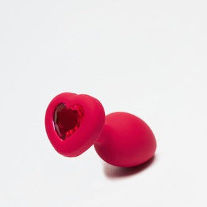 b-Vibe Vibrating Heart Shaped Jewel Plug Red