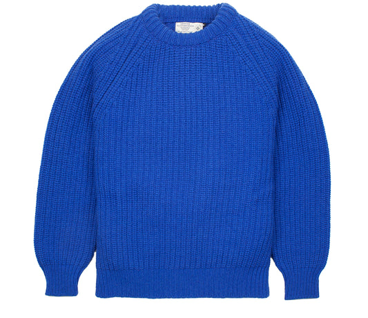 Chunky Wool Fisherman Crew Neck Jumper in Moorland – Genuine