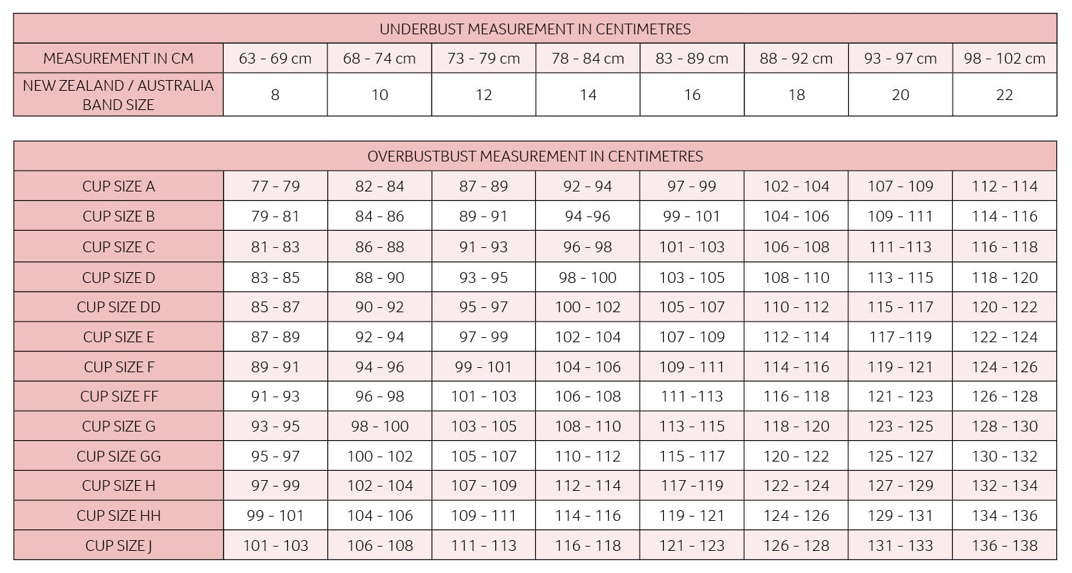 Bra Size Chart - Hotmilk Lingerie AU – Hotmilk AU