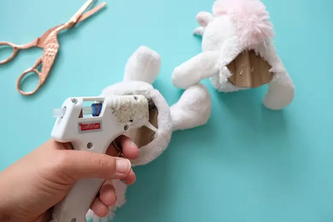 using glue on a bunny plushie