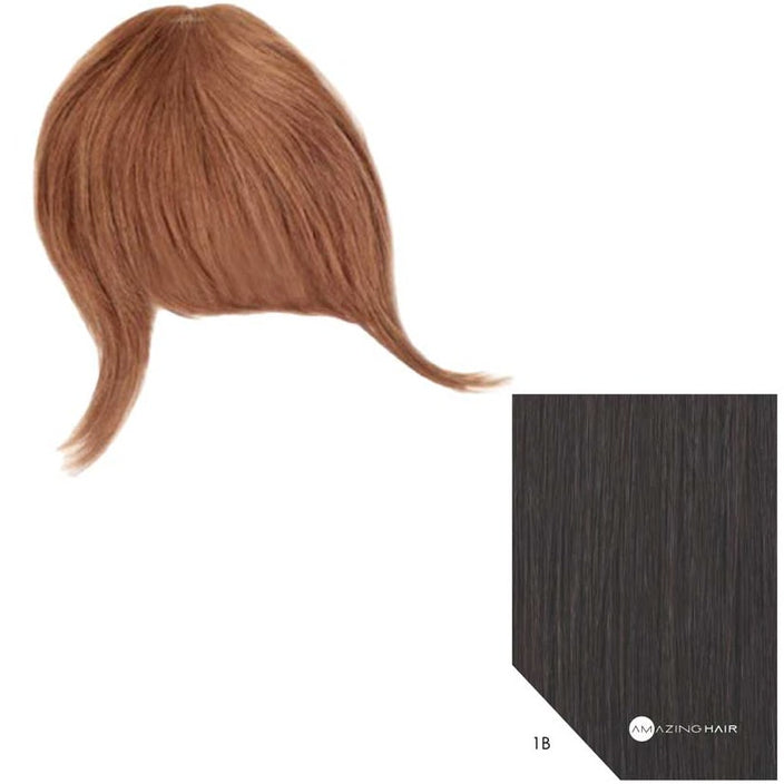 Human Hair Clip in Fringe - #1B Dark Brown