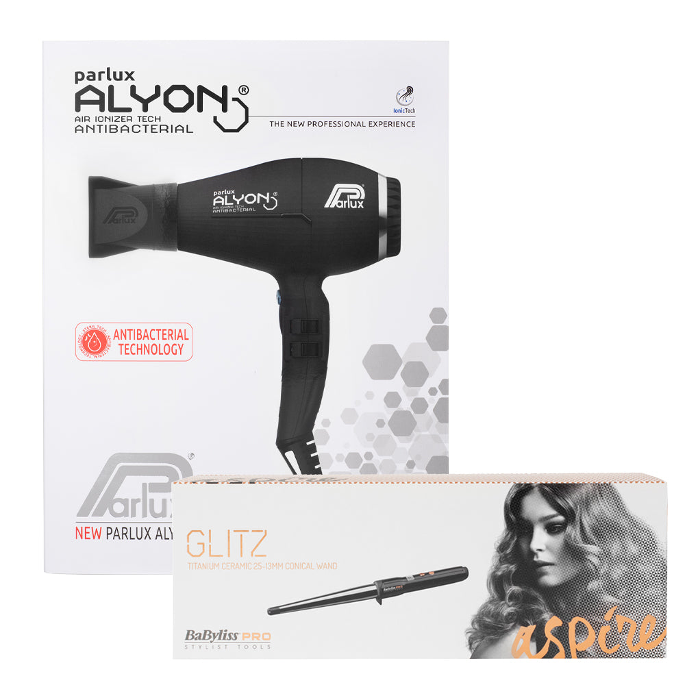 Alyon Dryer Black with Free Ceramic Conical Curler 25mm-13mm