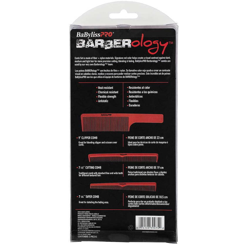Picture of Barberology Comb Set 3pc - Red