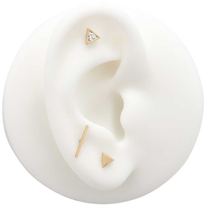 14Kt Gold Jewelled Triangle Earring - 6mm Labret