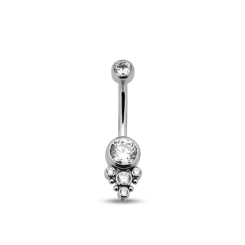 Picture of Jewelled Cluster Navel Bar - 1.6mm X 10mm