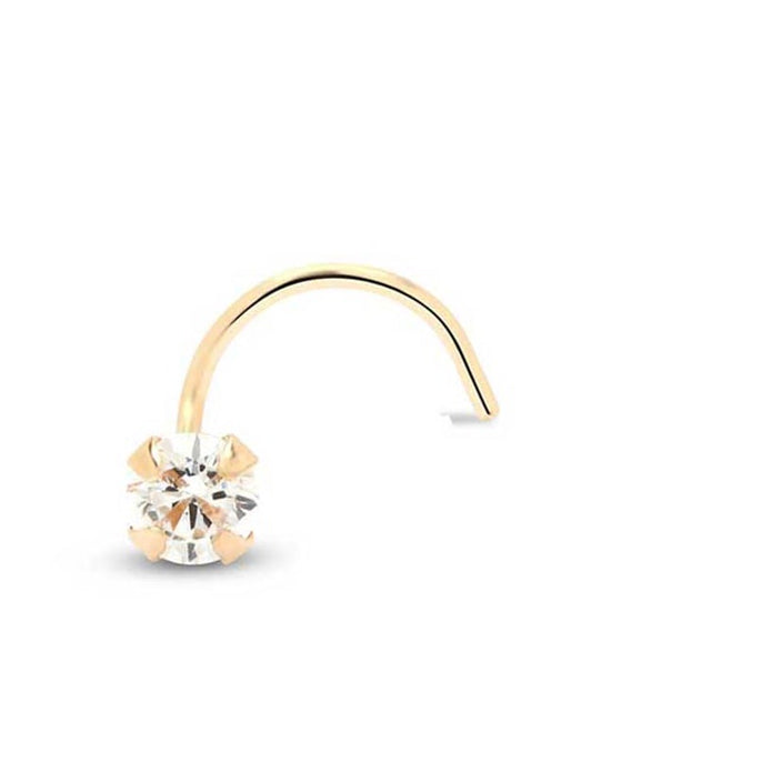 2.5Mm Genuine Diamond And 14Kt Yellow Gold Nose Stud