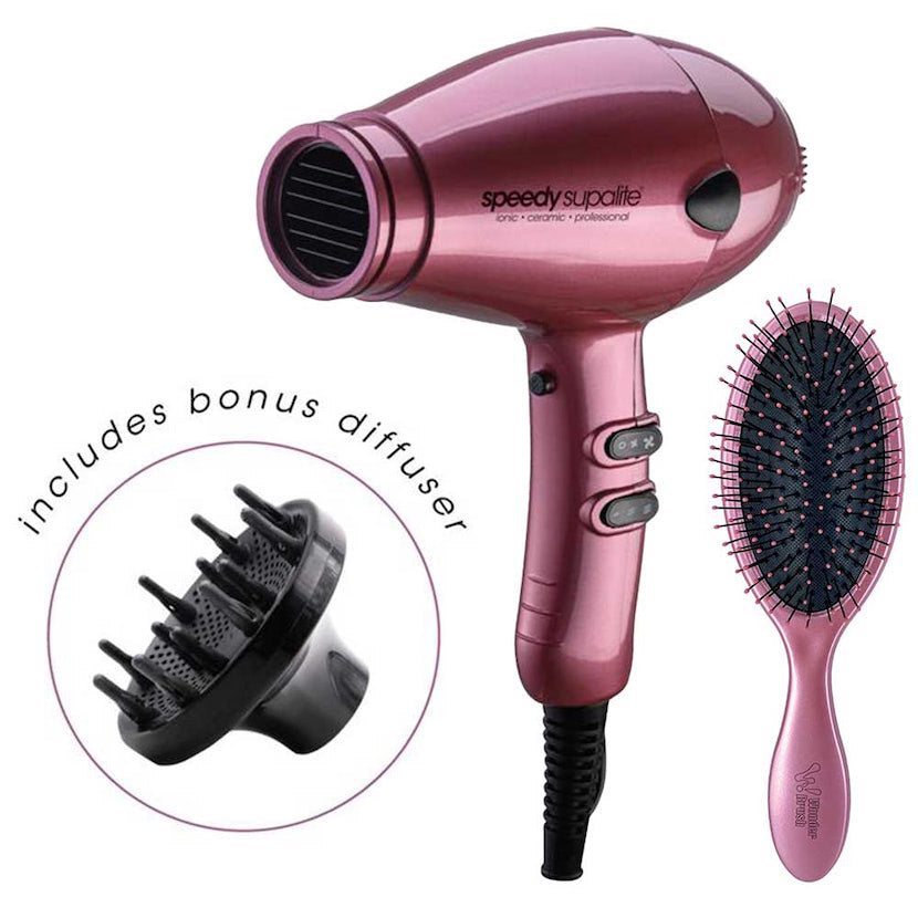 Picture of Supalite Professional Hairdryer with Diffuser & Bonus Wet & Dry Brush - Blush