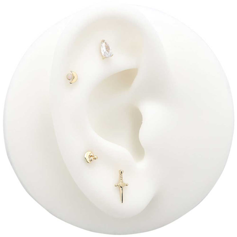 Picture of 14Kt Gold Moon & Stars Earring - 6mm Labret