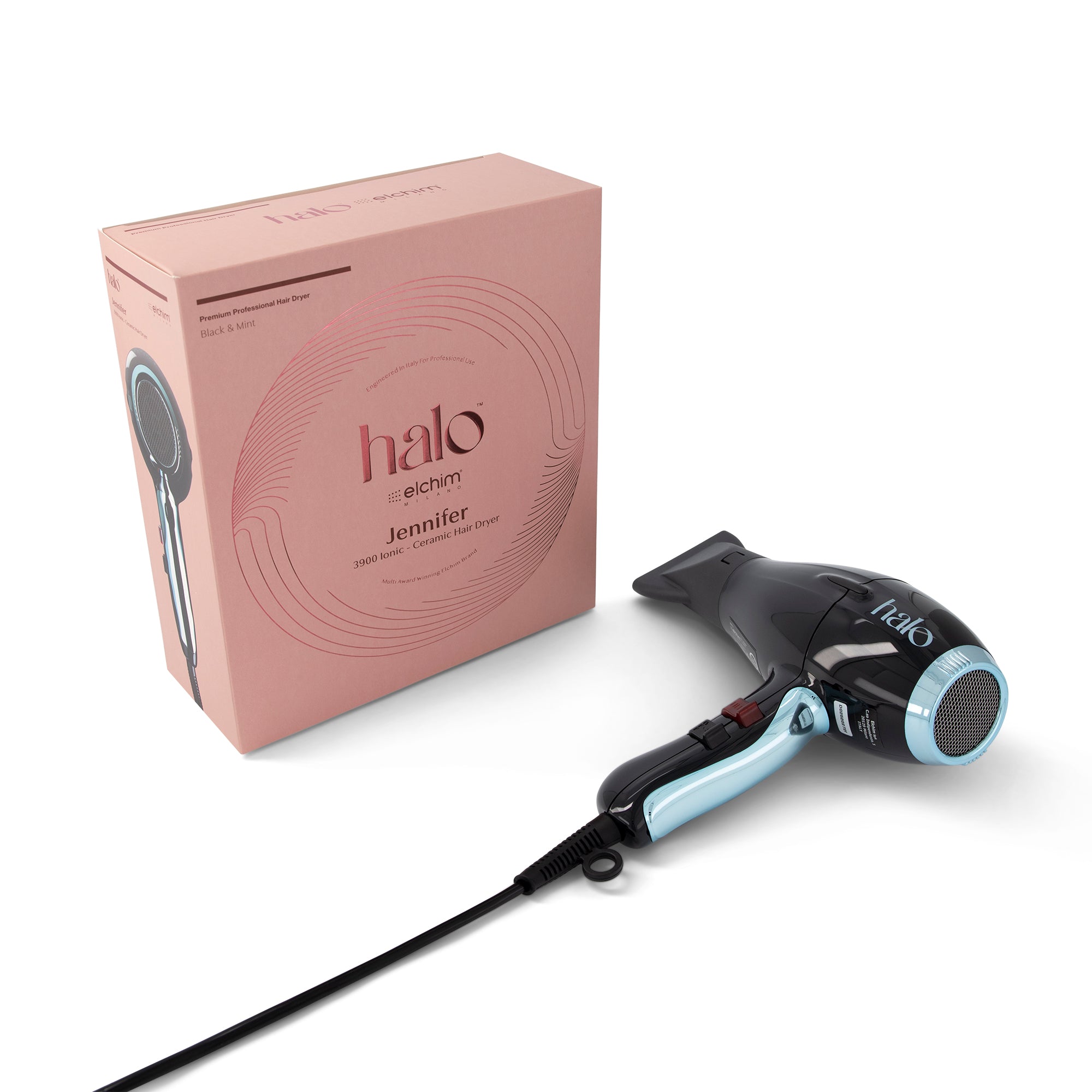 by Elchim Jennifer 3900 Ionic-Ceramic Hair Dryer - Black & Mint