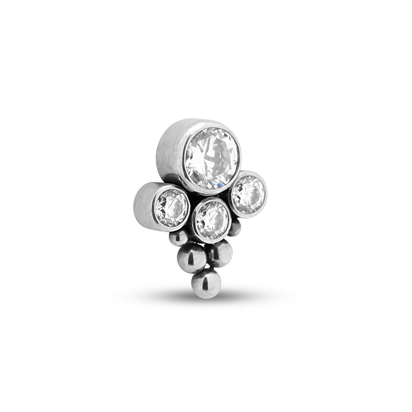 Picture of Titanium Internal Four Jewelled Cluster Earring - 8mm Labret