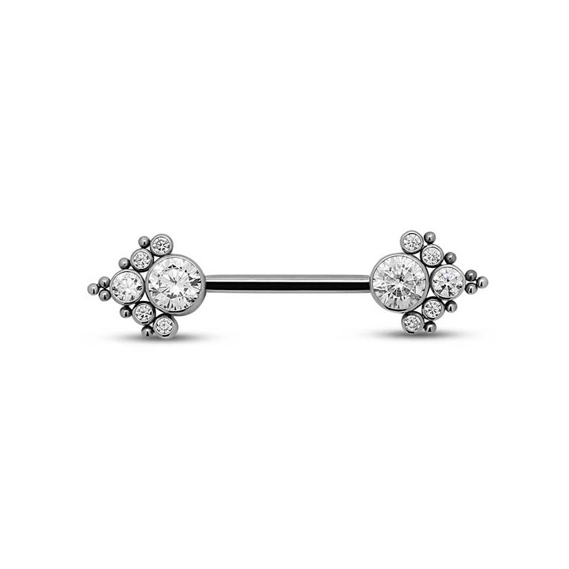 Picture of Titanium Double Jewelled Nipple Cluster Bar - 1.6mm X 14mm