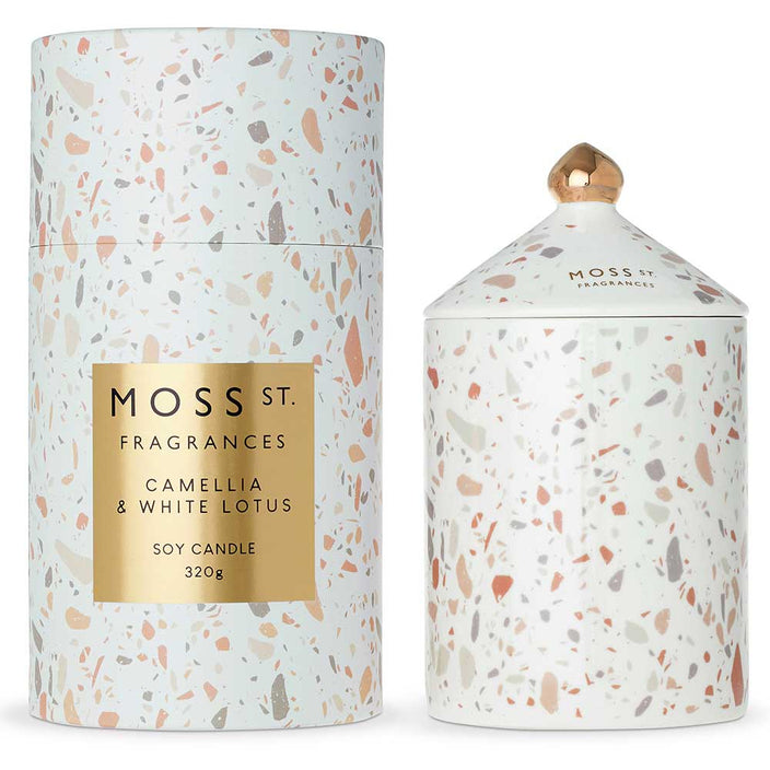 Ceramic Camellia & White Lotus - Large Ceramic Candle 320g