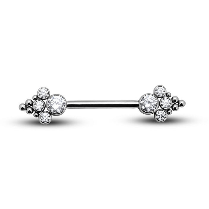 Titanium Jewelled Nipple Cluster - 1.6mm X 14mm