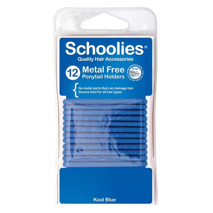 Metal Free Ponytail Holders 12pc Kool Blue