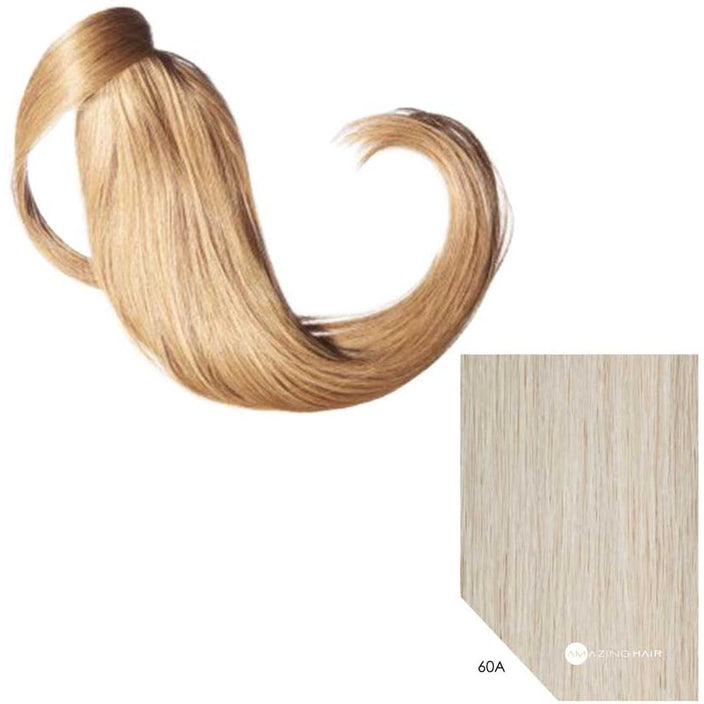 18" Human Hair Ponytail - #60A Platinum Blonde