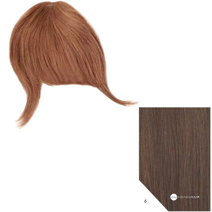 Human Hair Clip in Fringe - #6 Light Brown