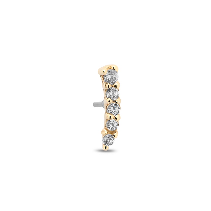 Picture of 14Kt Gold Jewelled Curve Earring - 6mm Labret