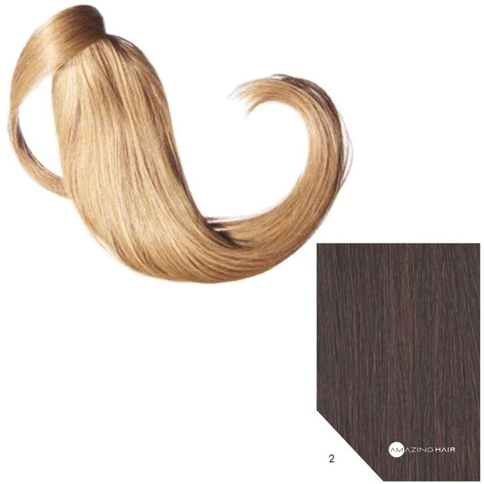 18" Human Hair Ponytail - #2 Chocolate Brown