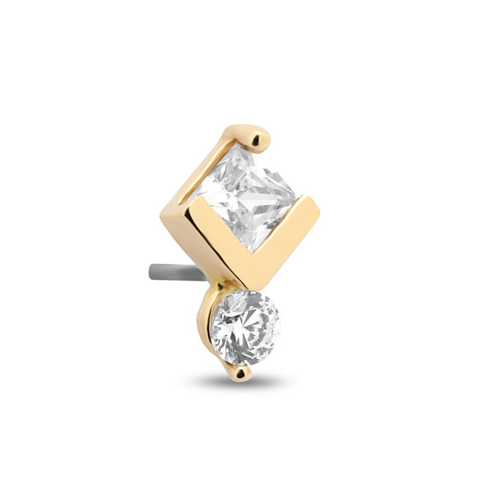 14Kt Gold Ornate Jewelled Crystal Earring - 6mm Labret