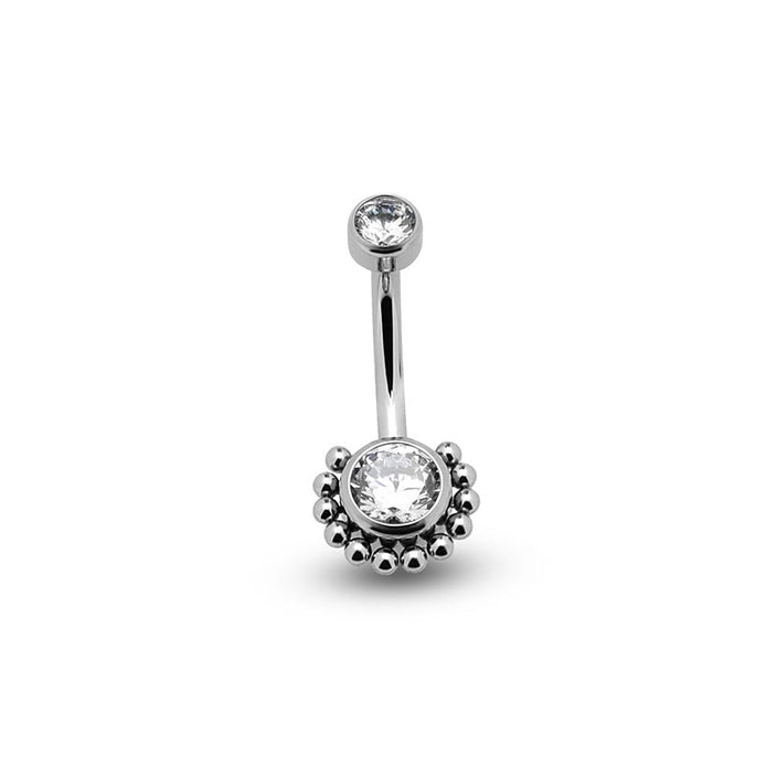Double Jewelled Cluster Navel Bar - 10mm
