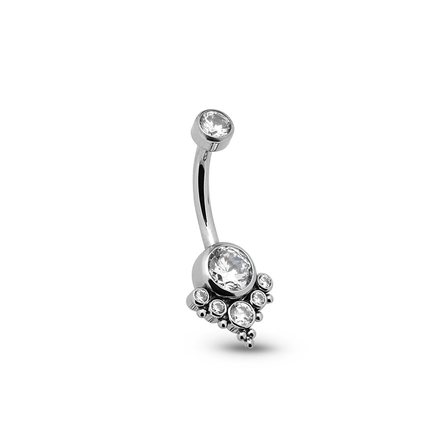 Picture of Jewelled Cluster Navel Bar - 1.6mm X 10mm