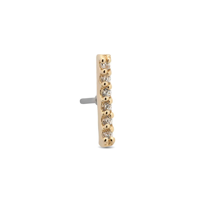 14Kt Gold Crystal Rod Earring - 6mm Labret