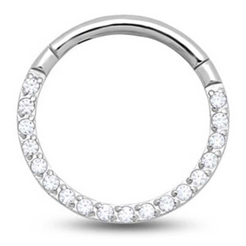 Picture of Forward Facing Hinged Jewelled Segment Earring - 8mm Labret