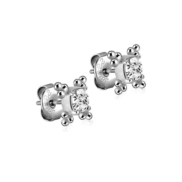 Steel Jewelled Earring Cluster Pair - 0.08mm