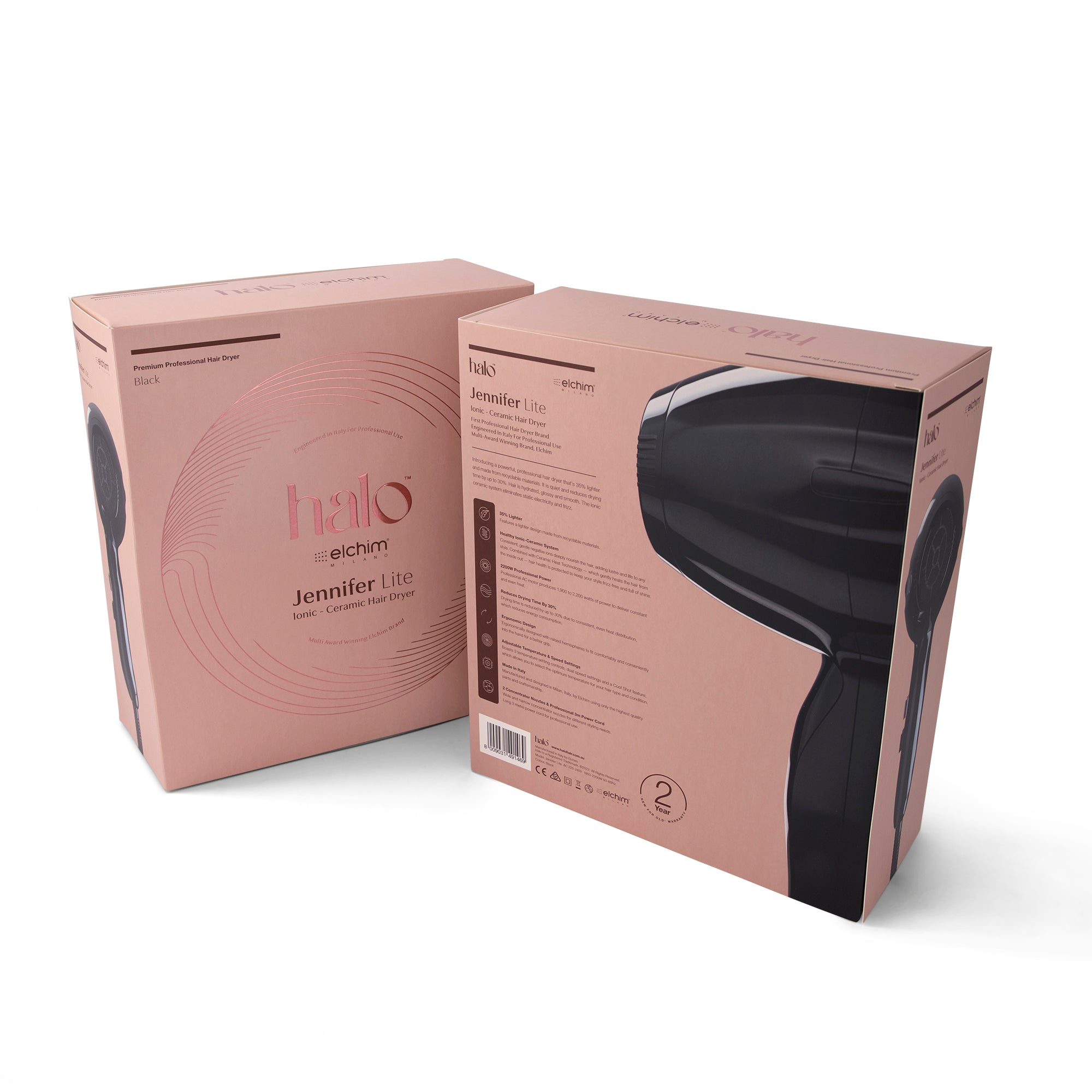 by Elchim Jennifer Lite Ionic-Ceramic Hair Dryer - Black