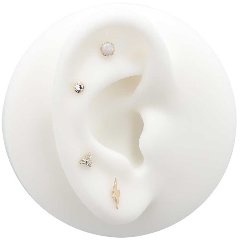 14Kt Gold Jewelled Trio Earring - 8mm Labret