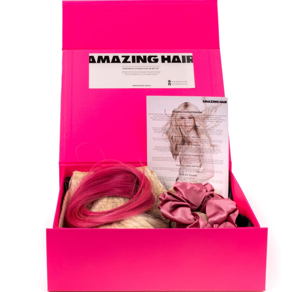 Amazing Hair Gift Box With Synthetic 5 Piece Clip Ins 22