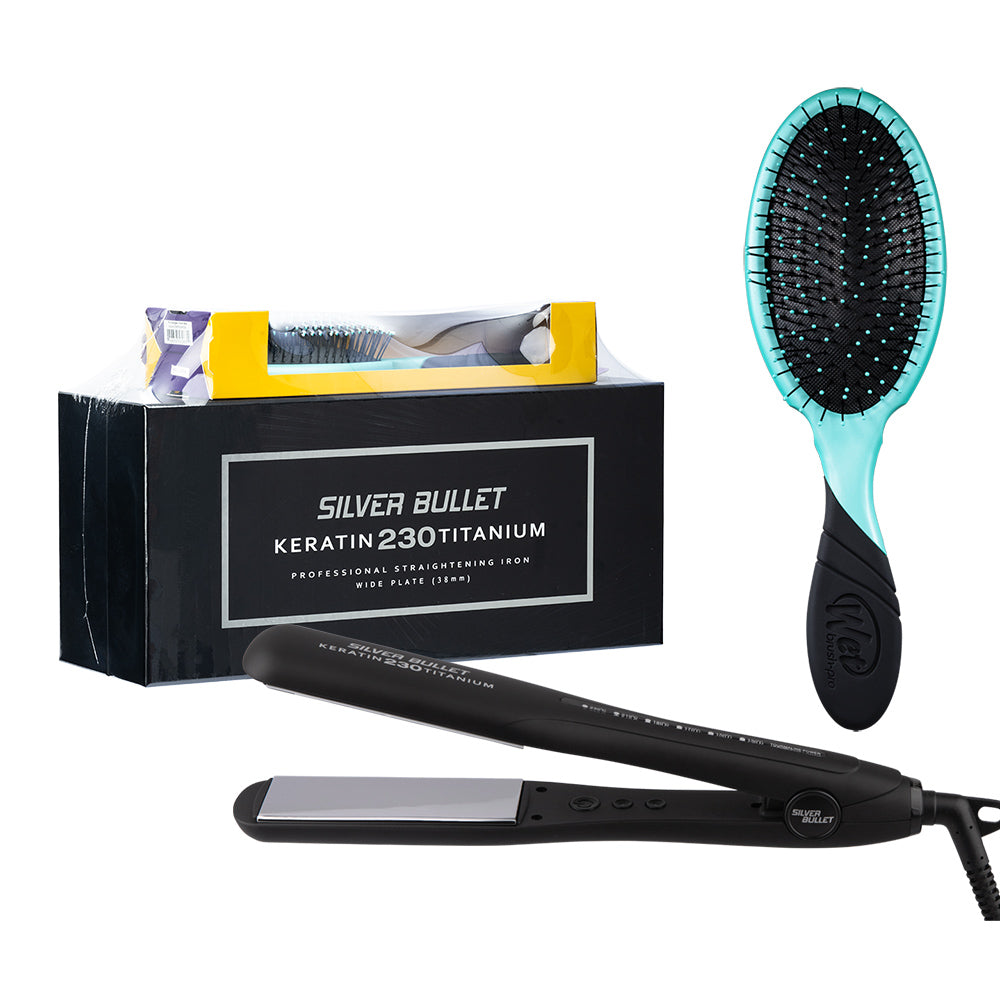 Picture of Keratin 230 Silver Titanium Wide Plates Straightener - 38mm with Free WetBrush Pro