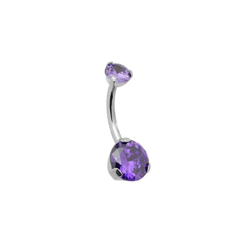 Picture of Titanium Internal Prong Pink Jewell Set Navel 1.6 X 10mm
