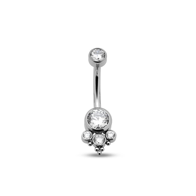 Picture of Jewelled Cluster Triangle Navel Bar - 1.6mm X 10mm