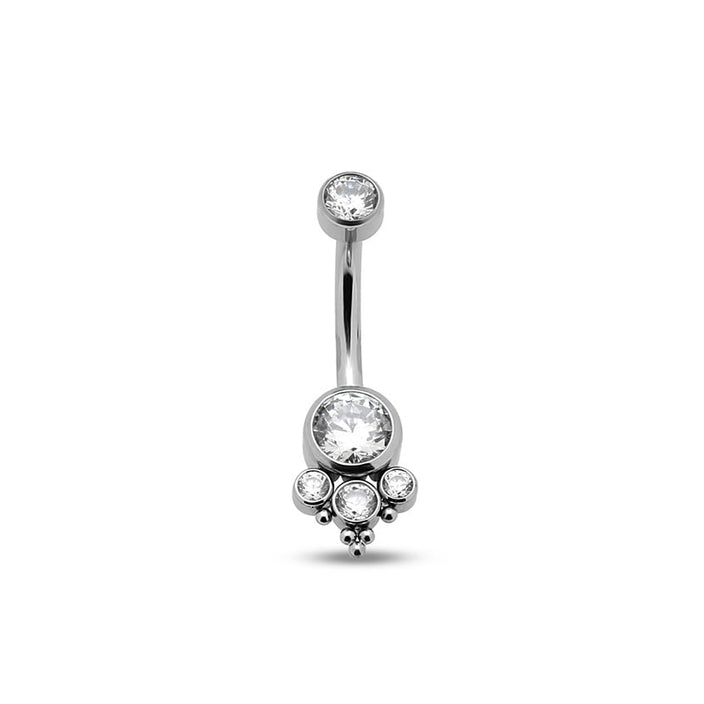 Jewelled Cluster Triangle Navel Bar - 1.6mm X 10mm