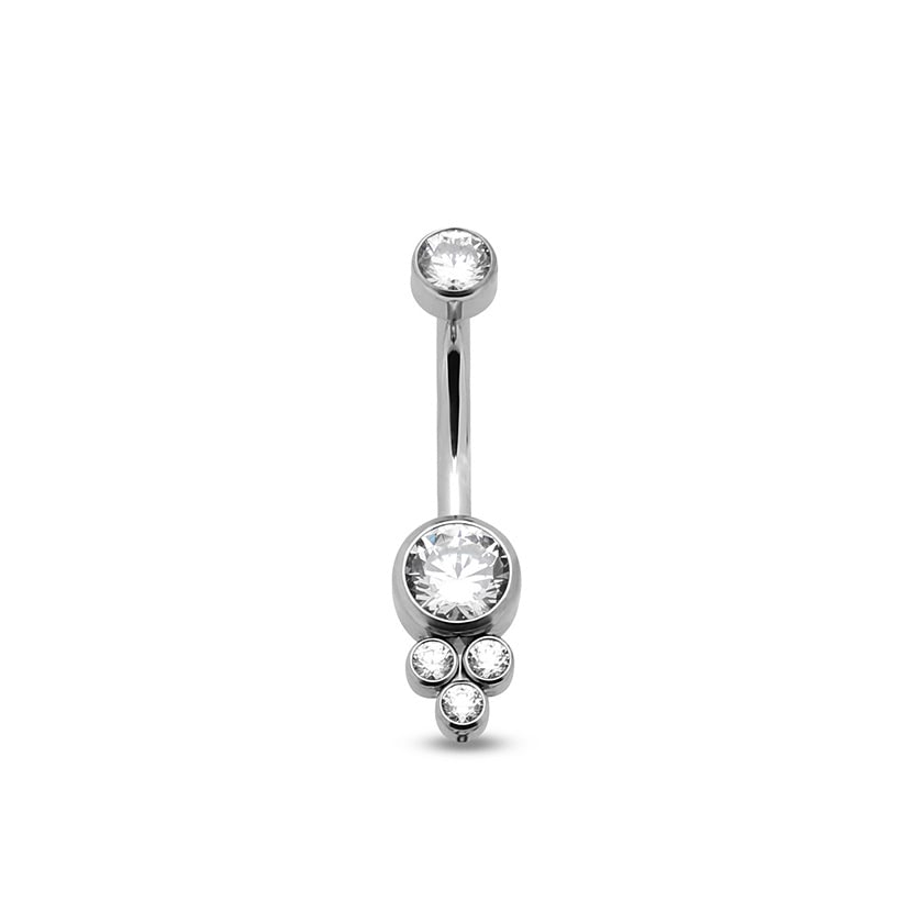 Picture of Jewelled Cluster 5 Stone Navel Bar - 10mm