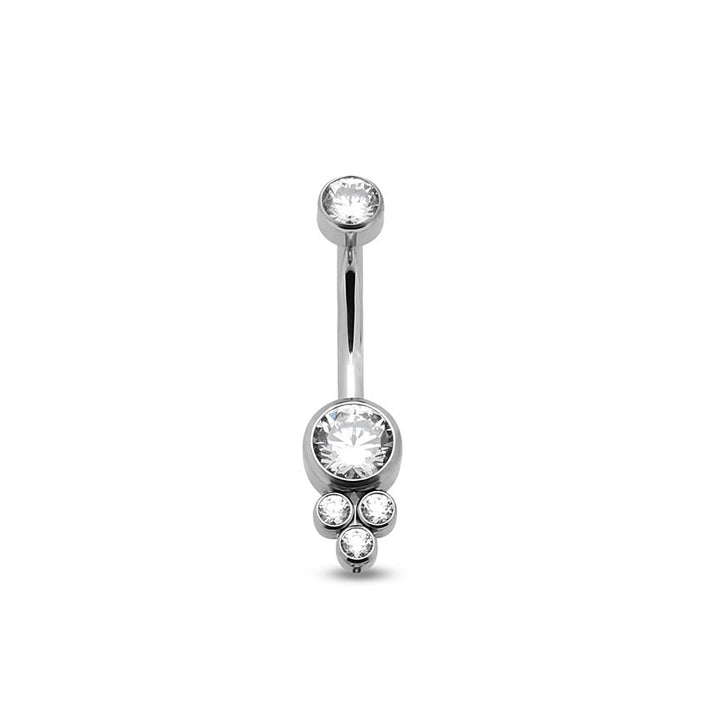 Jewelled Cluster 5 Stone Navel Bar - 10mm