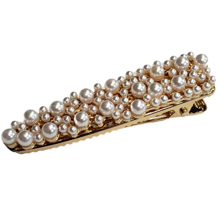 Pink Pewter Hera - Pearl Accent Metal Hair Clip