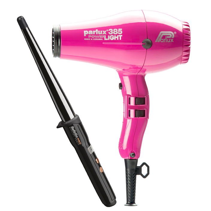 385 Dryer Fuchsia with Free Ceramic Conical Curler 25mm-13mm