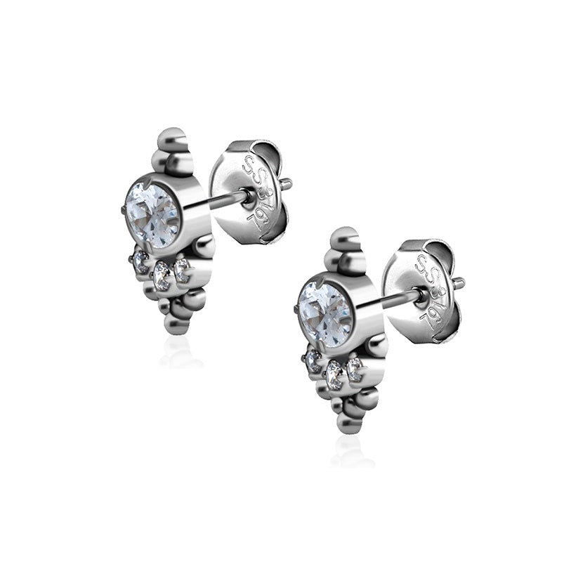 Picture of Steel Jewelled Earring Cluster Pair - 0.08mm