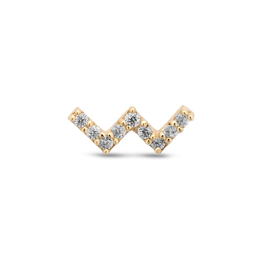 Picture of 14Kt Gold Jewelled Zig Zag Earring - 6mm Labret
