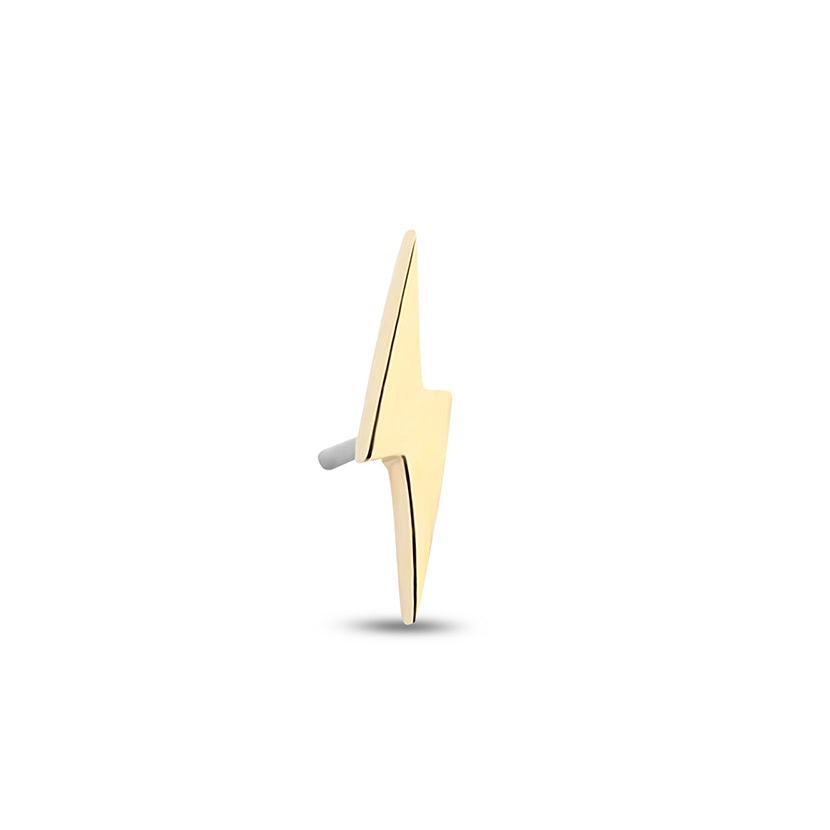 14Kt Gold Lightening Bolt Earring - 6mm Labret