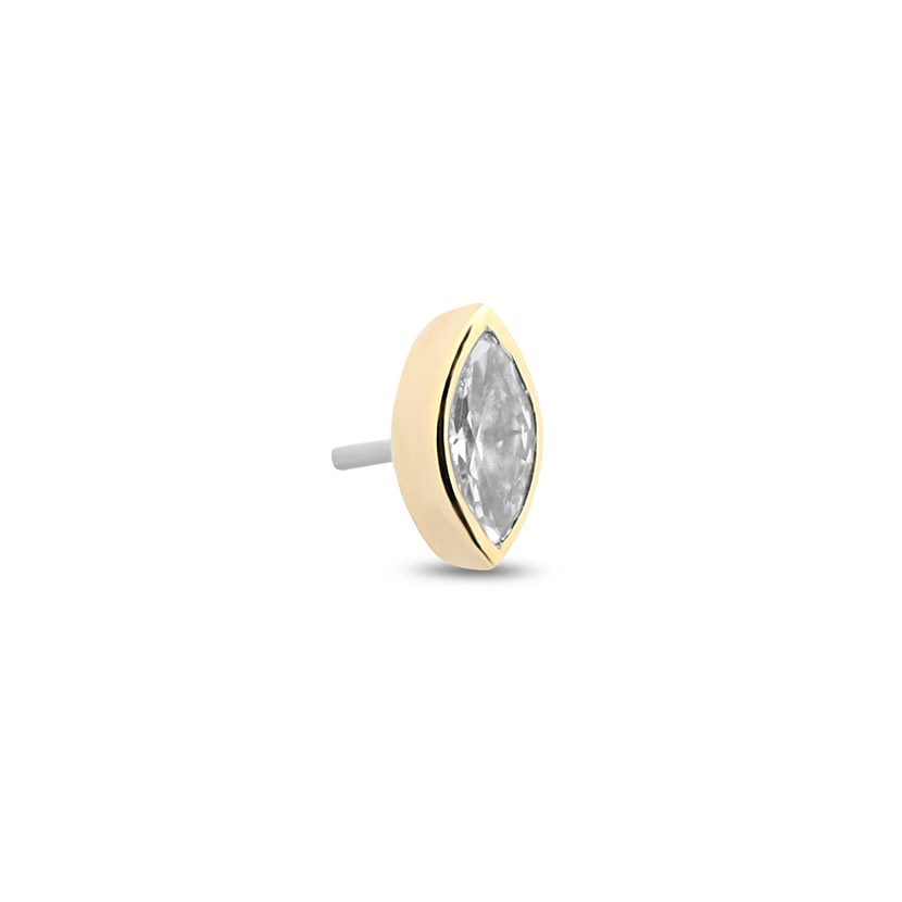 14Kt Gold Jewelled Ovate Earring - 6mm Labret