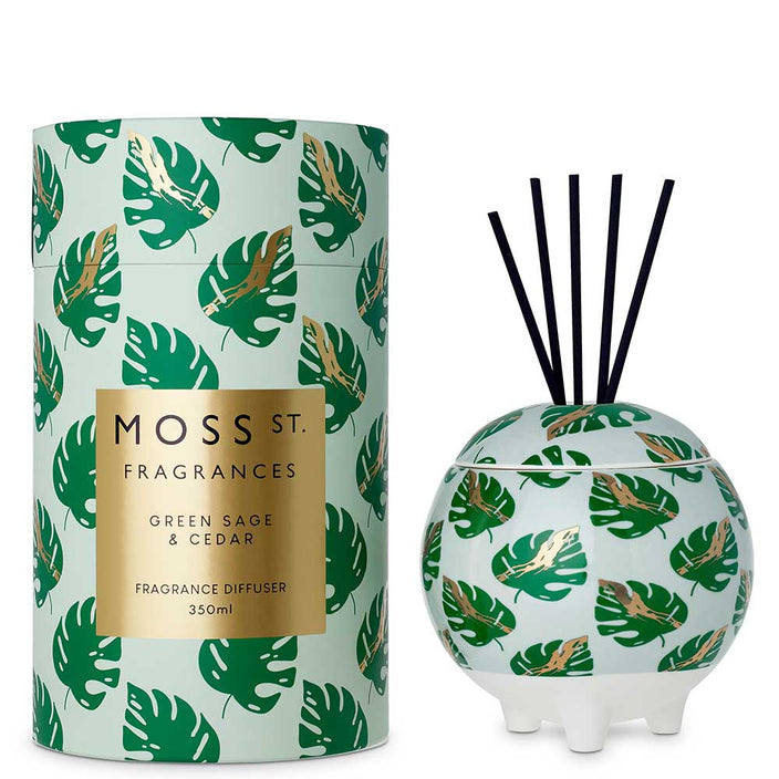 Ceramic Green Sage & Cedar - Large Ceramic Diffuser 350ml