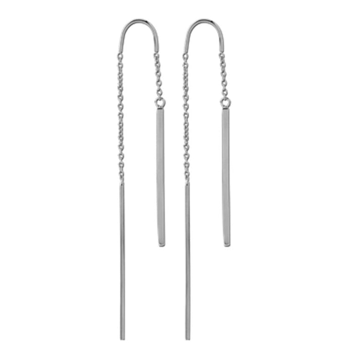 Steel Hanging Bar Earring Chain Pair - 0.08mm