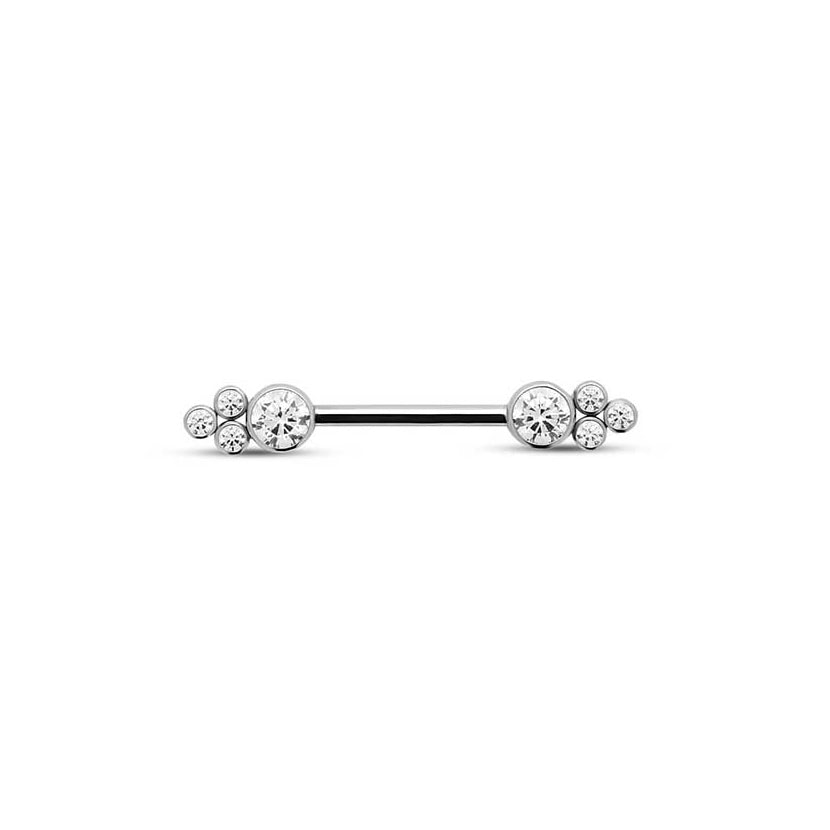 Picture of Titanium Double Jewelled Nipple Cluster Bar 1.6mm X 14mm